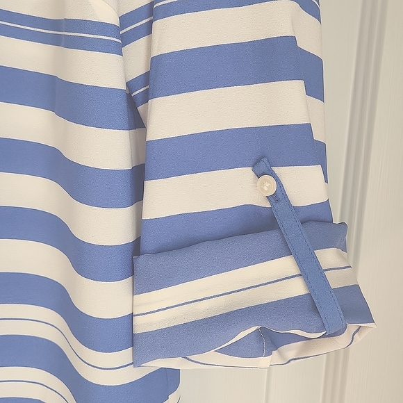 Talbots, MP, Sky Blue & White Stripe w Long or 3/4 Length Sleeve - Picture 3 of 7